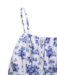 Verdusa Women's Floral Print Ruched Sleeveless Ruffle Hem A Line Swing Cami Dress Blue M