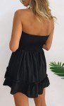 Tsher Tube Top Dress for Women Summer Solid Strapless Mini Dresses, Off The shoudle Ruffle Beach Dress (S, Black Strapless Mini Dresses)…