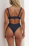 geluboao Womens Black Bikini Set High Waisted V Neck Swimsuit Sexy Kont Front Push Up Cheeky Brazilian Cut Thong Two Piece Bathing Suit M