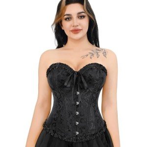 frawirshau Corset Top Black Corsets for Women Renaissance Corset Plus Size Corset Women's Bustiers & Corsets Black Size L