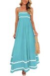 Women's Aqua Green Flowy Maxi Dress with Ruffles