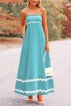 Women's Aqua Green Flowy Maxi Dress with Ruffles
