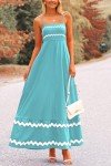 Women's Aqua Green Flowy Maxi Dress with Ruffles