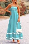 Women's Aqua Green Flowy Maxi Dress with Ruffles