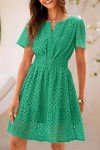 PrettyGarden Women's Summer V-Neck Lace Ruffle Dress