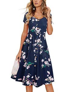 Floral Midi Sundress with Pockets for Women