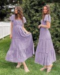 Lavender Boho Maxi Dress for Summer Beach Wear