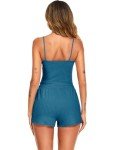 Dark Blue Rib Knit 3-Piece Pajama Set for Women
