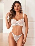 Avidlove White Fishnet Lingerie Set for Women