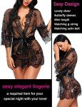 Avidlove Women's Black Lace Kimono Robe Nightgown