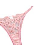 Lilosy Sexy Cute Underwire Push Up Strappy Heart Embroidered Mesh Sheer Lingerie Set for Women See Through Bra and Panty 2 Piece Pink X-Small