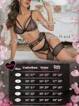 Popiv Women's 4-Piece Black Lingerie Set