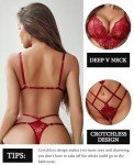 Avidlove Women’s Lace Teddy Bodysuit in Wine Red