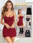 Wine Red Strappy Babydoll Nightgown for Women