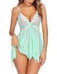 Avidlove Women's Lace Babydoll Nightdress in Apple Green