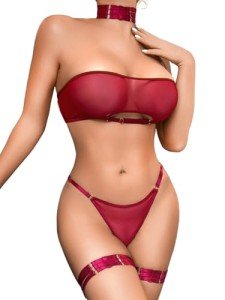 Kaei&Shi Sheer Mesh Strapless Bra & Panty Set