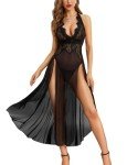RSLOVE Black Lace Babydoll Sleepwear for Women
