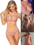 Avidlove Women's Dark Pink Lace Bra & Panty Set