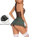 Avidlove Women's Schoolgirl Lingerie Set with Mini Skirt