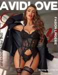 Avidlove Black Lace Babydoll Bodysuit with Garter Belt