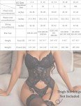 Avidlove Black Lace Babydoll Bodysuit with Garter Belt