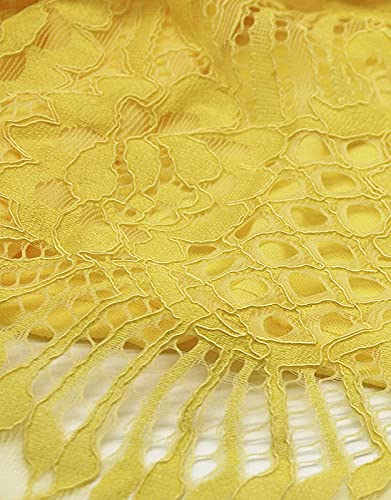 AOOKSMERY Women Summer V-Neck Spaghetti Straps Lace Backless Mini Party Club Beach Dresses (Yellow, Small)