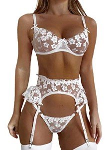 Floral Lace 3-Piece Bridal Lingerie Set