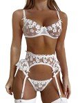 Floral Lace 3-Piece Bridal Lingerie Set