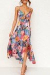 Floral Backless Satin Midi Dress for Summer