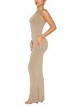 REORIA Women's One Shoulder Ribbed Maxi Dress