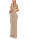 REORIA Women's One Shoulder Ribbed Maxi Dress