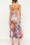 Floral Backless Satin Midi Dress for Summer