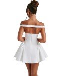 Azhong Women's White Summer V Neck Off-Shoulder Dress