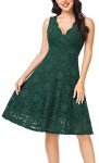 Floral Lace Fit and Flare Dress - Green