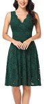 Floral Lace Fit and Flare Dress - Green