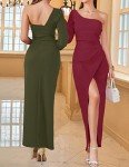 ZESICA One Shoulder Ruched Bodycon Maxi Dress