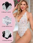Deep V-Neck Lace Backless Bridal Bodysuit