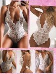 Deep V-Neck Lace Backless Bridal Bodysuit