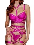 Womens Strappy Garter Lingerie Set with Choker
