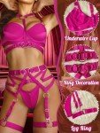 Womens Strappy Garter Lingerie Set with Choker