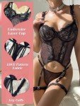 SSYYX Women's Lace Teddy Lingerie Set with Garter