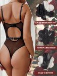 Black Lace Cut Out Teddy Bodysuit for Women