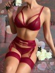 Elegant Lace Lingerie Set with Garter Belt - Wine