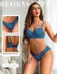 Avidlove Women's Blue Green Lingerie Set - Large