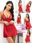 Avidlove Red Christmas Satin Babydoll Nightgown