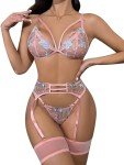 Popiv Women's 4-Piece Lingerie Set with Garter Belt