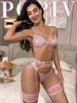 Popiv Women's 4-Piece Lingerie Set with Garter Belt