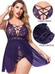 Avidlove Plus Size Lace Babydoll Lingerie Dress