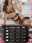 Popiv Women's 4-Piece Lingerie Set with Garter Belt
