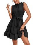 Black Sleeveless Ruffle Layered Tie Knot Dress